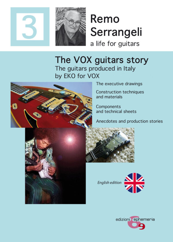 Copertina del libro The VOX guitar story di remo Serrangeli nella versione inglese